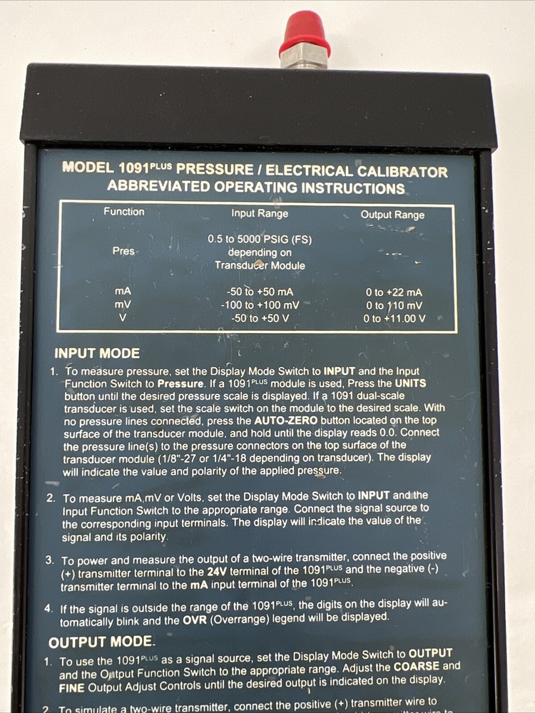 Transmation 1091 PLUS Multifunction Process Calibrator Unit, 0-3000 PSIG