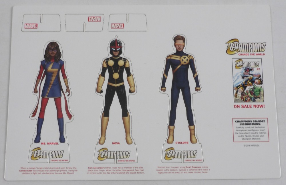 Champions Standee Sheet UNPUNCHED Ms. Marvel Nova Cyclops 2016 Marvel
