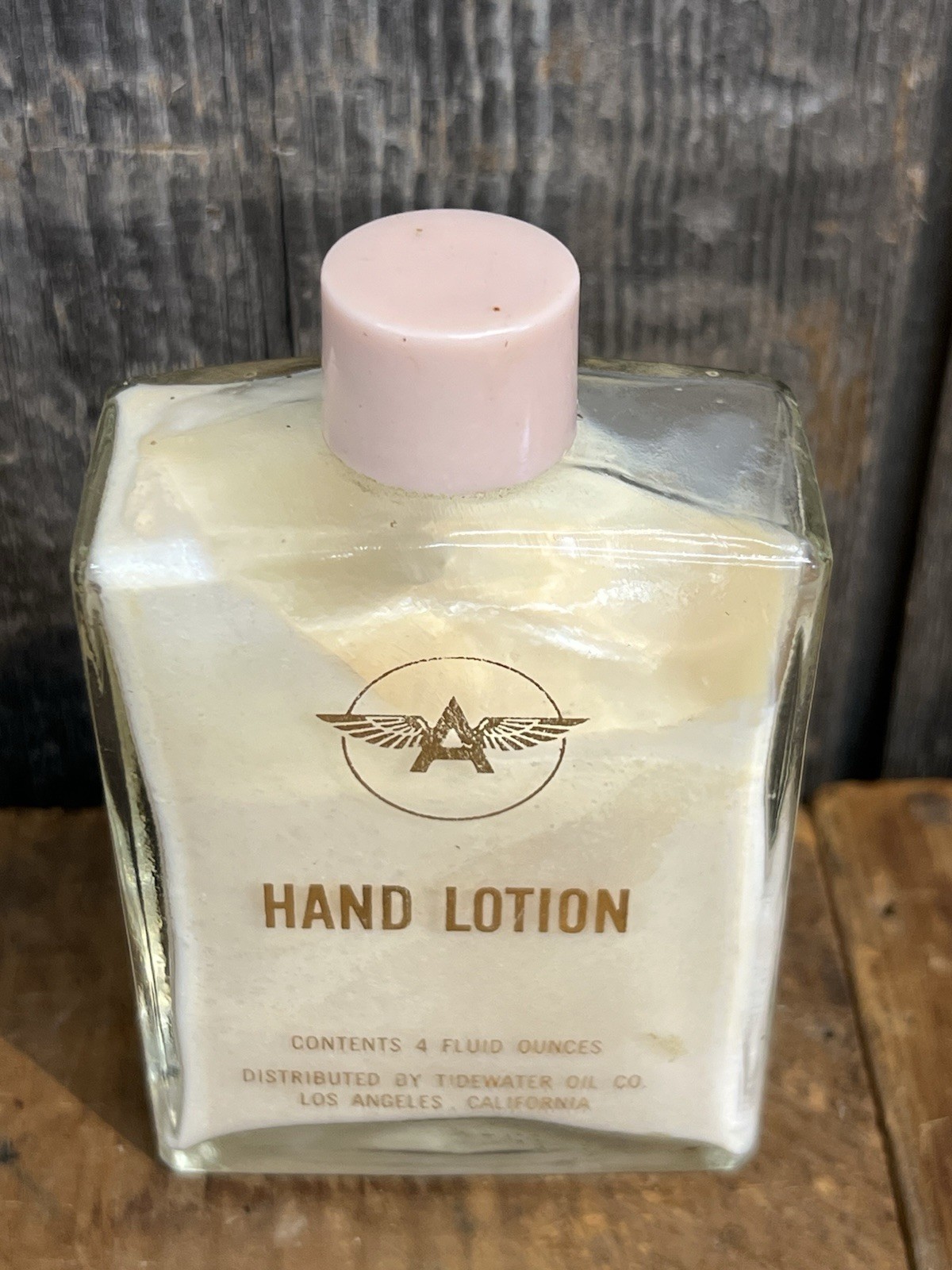 RARE Vintage Tidewater Oil Co. Flying A Hand Lotion Glass Bottle