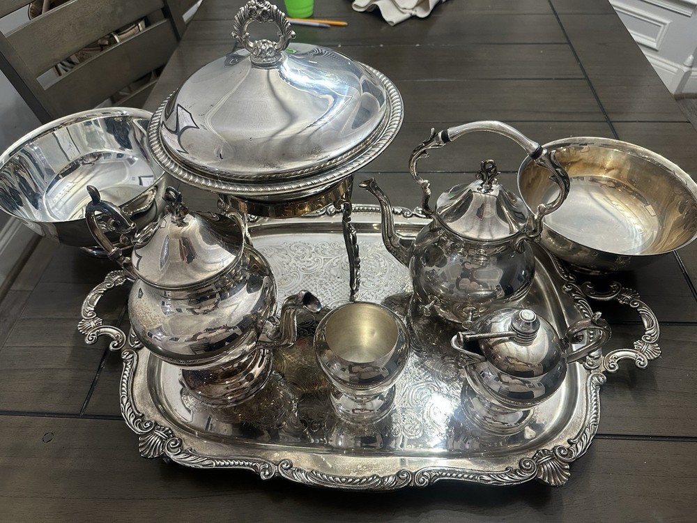 Antique Silver Played Pot Set