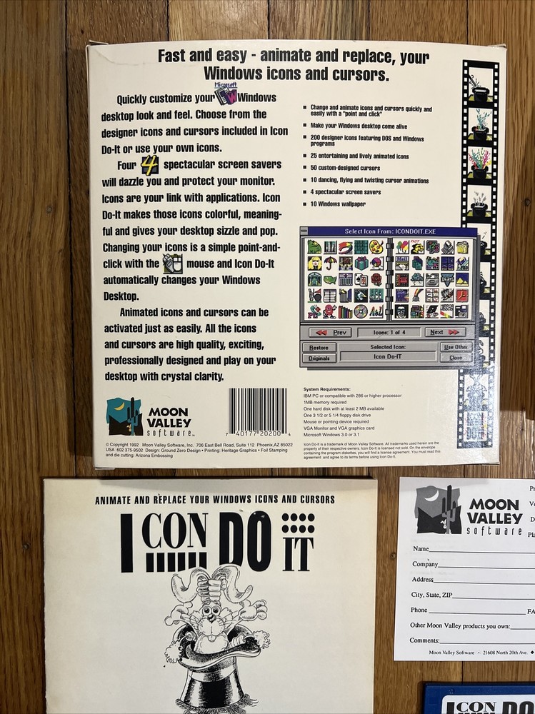 VTG 1992 Moon Valley ICON DO IT Big Box PC 3.5” Cursor COMPUTER DESIGN