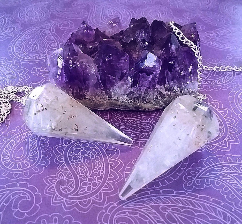 ORGONE SELENITE DOWSING PENDULUM, SELENITE DOWSING PENDULUM, CRYSTAL PENDULUM