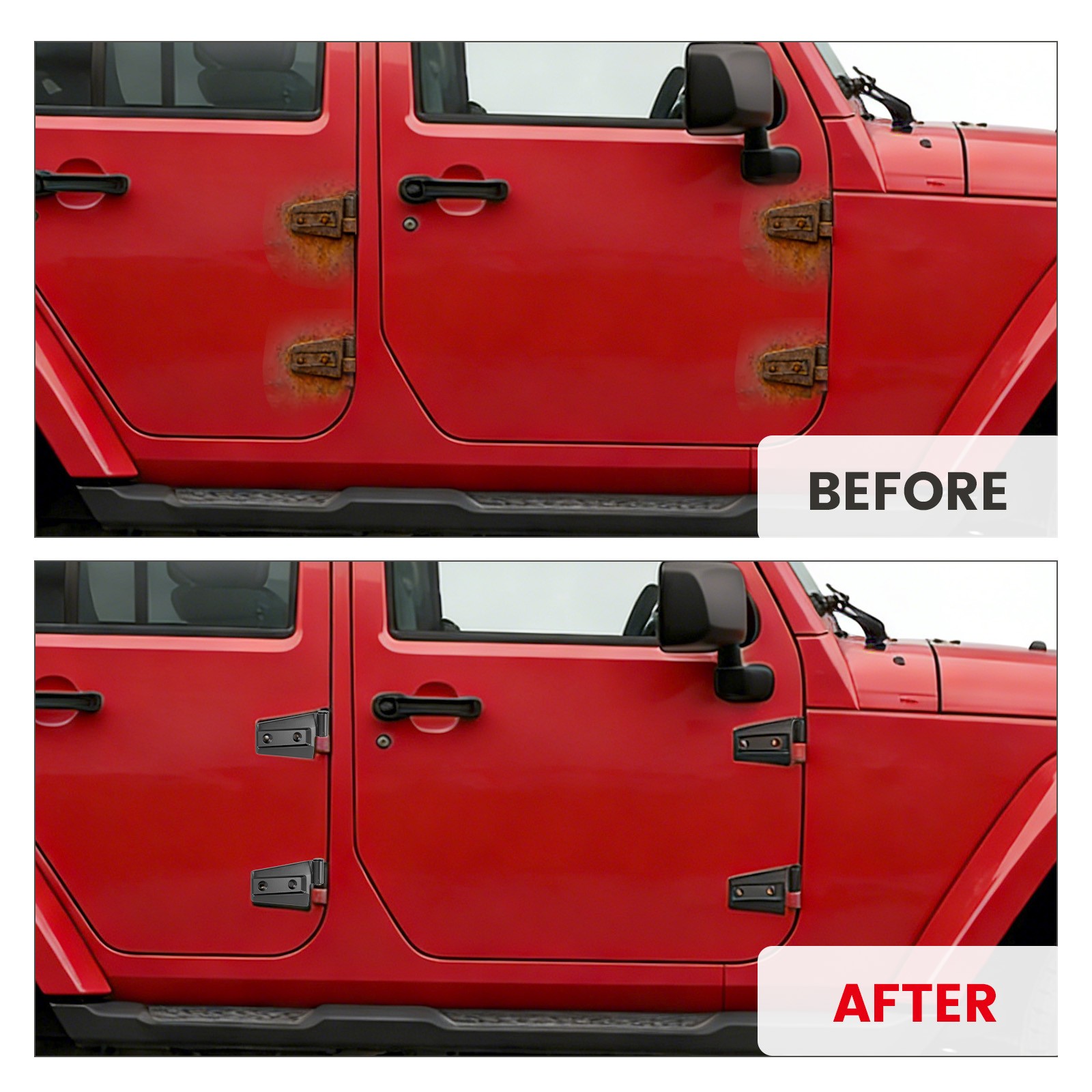 Fits 2007-2018 Jeep Wrangler JK Body Door Hinge Replacement Set Screw-On 16pcs