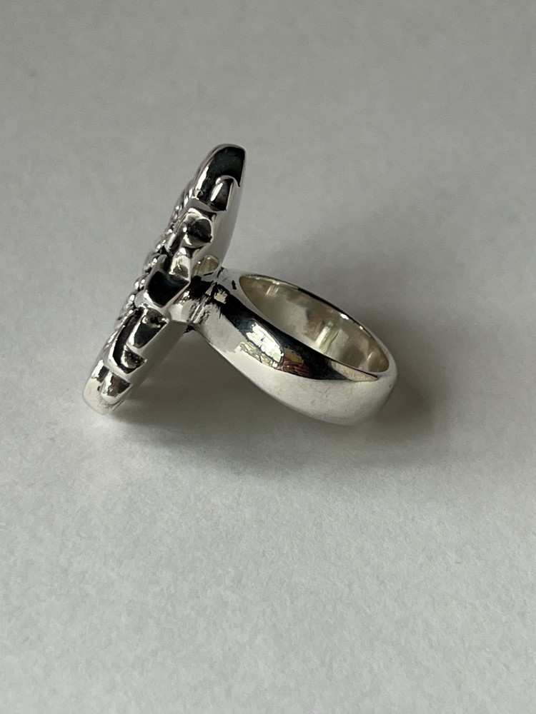Artisan Sunflower Ring 925 Sterling Silver Size 8 Boho Statement Piece