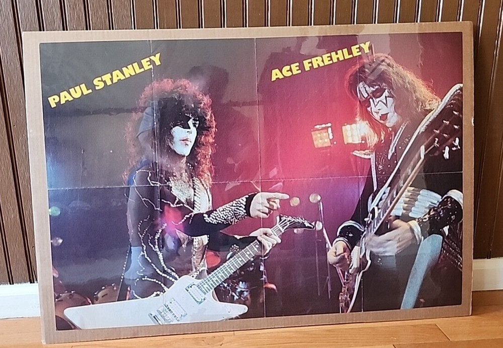 1970's KISS PAUL STANLEY & ACE FREHLEY In Concert Poster 30 x 20 RARE