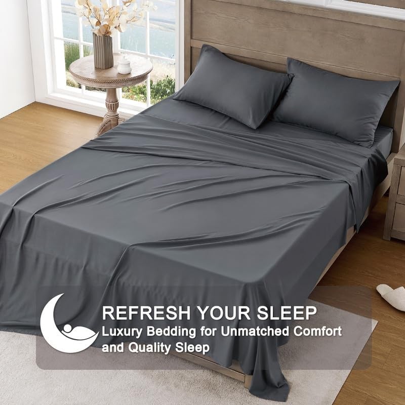 King Sheet Set - Ultra Soft Sheets for King Size Bed - Brushed Microfiber - D...
