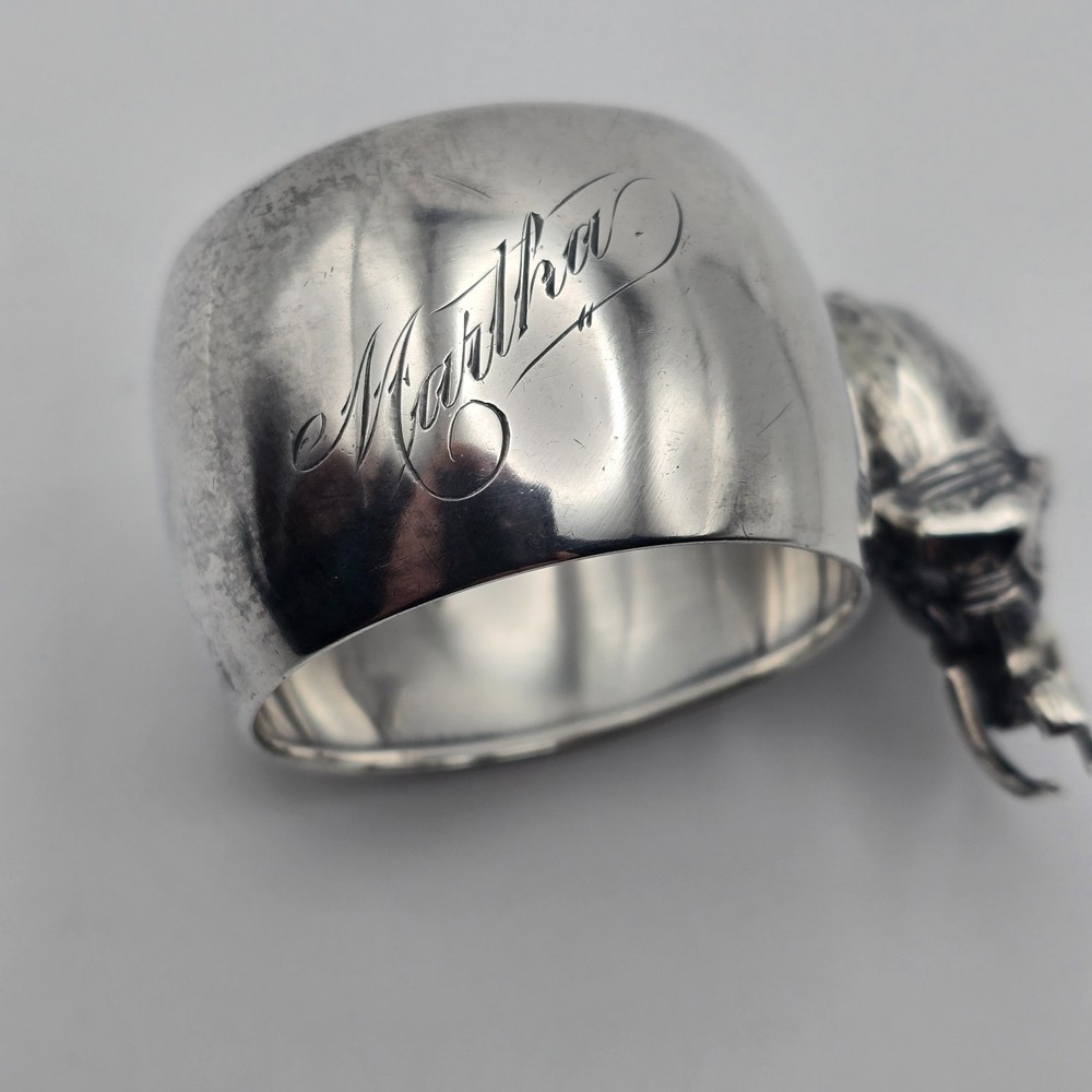 Vintage Gorham 3D Elephant Sterling Silver Napkin Ring