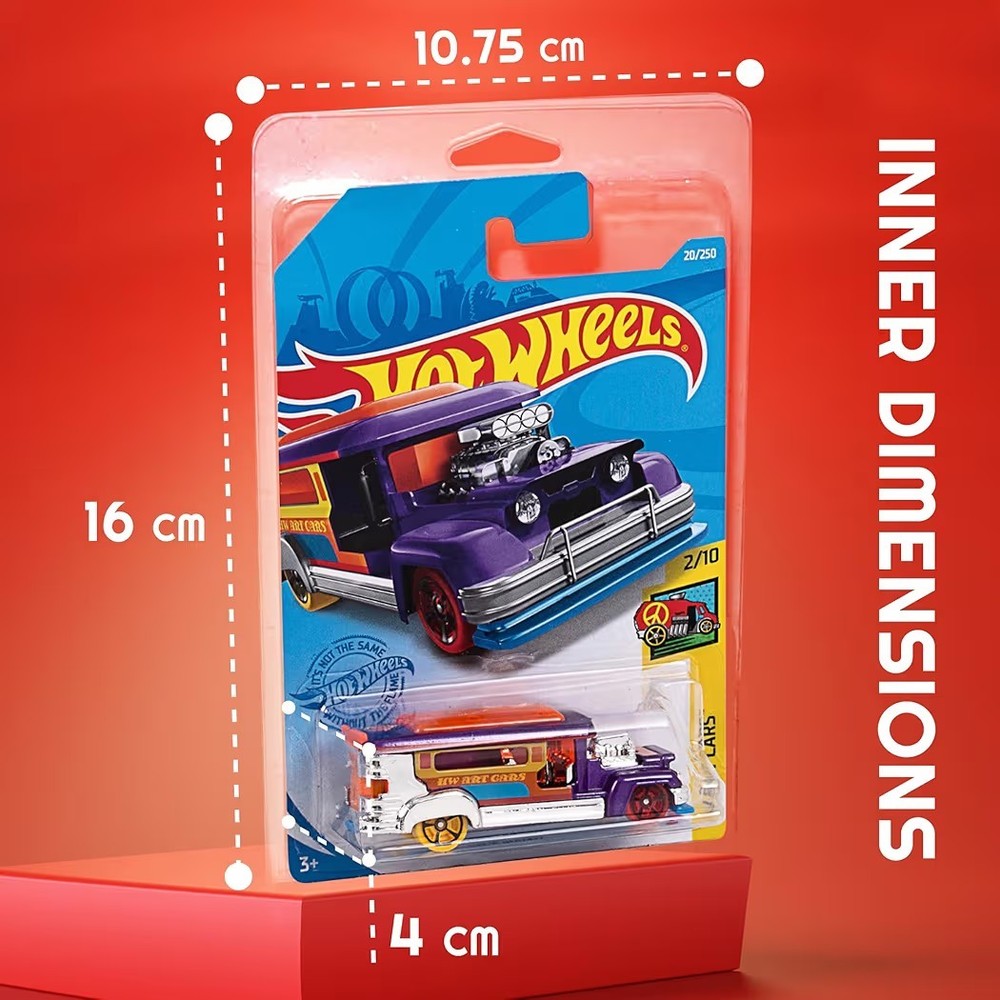 4-Pack Clear Protector Case Plastic Display Hot Wheels & Matchbox Basic Cars