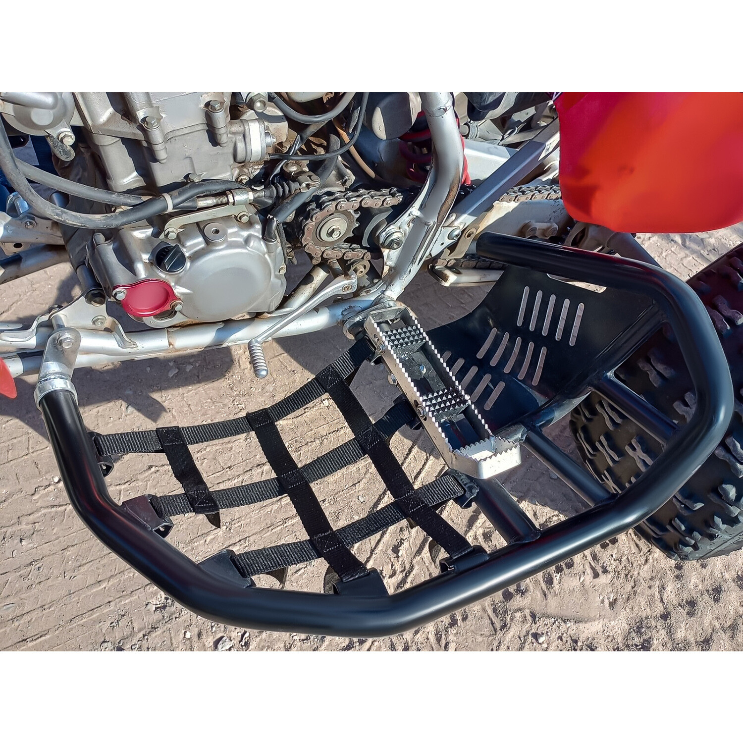 For Honda TRX 450R Sportrax 450 Nerf Bars Pro Peg Heel Guard Aluminum Black Pair