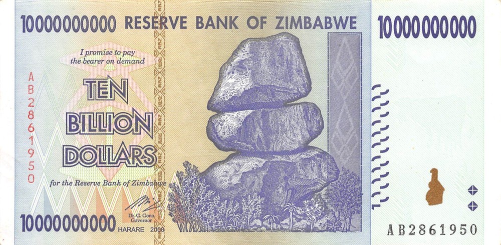 Zimbabwe  $10  Billion   2008  Series  AB  Circulated Banknote TX7