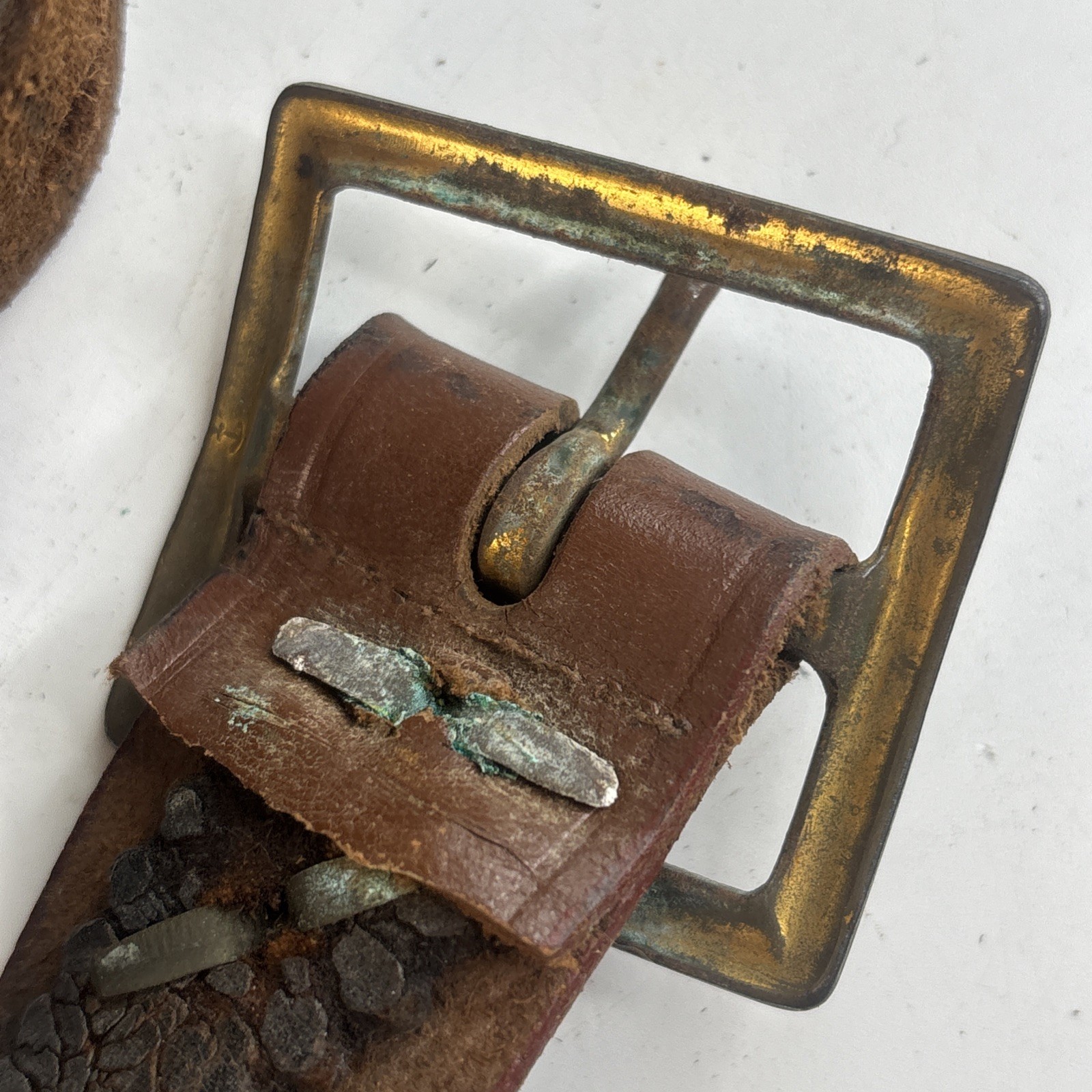 Antique 11 Brass Acorn Sleigh Bells on 41" Leather Strap w/ Copper Rivets VIDEO