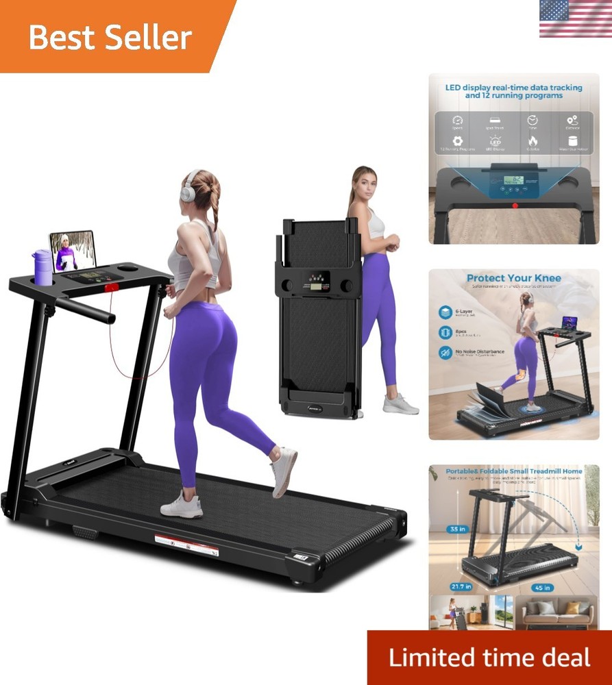 Lightweight Treadmill with LED Display - 12 Programs, Shock Absorbent, Easy Fold