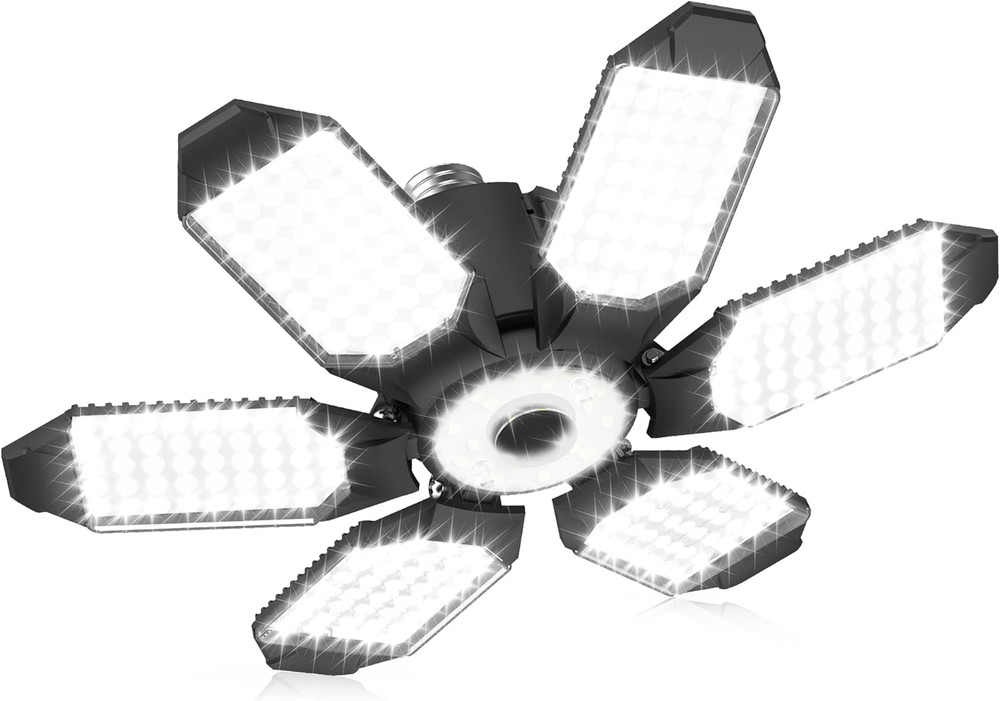 Garage Light Bulb LED 100W with 6 Deformable Panels, E26/E27 Garage Led Ceiling