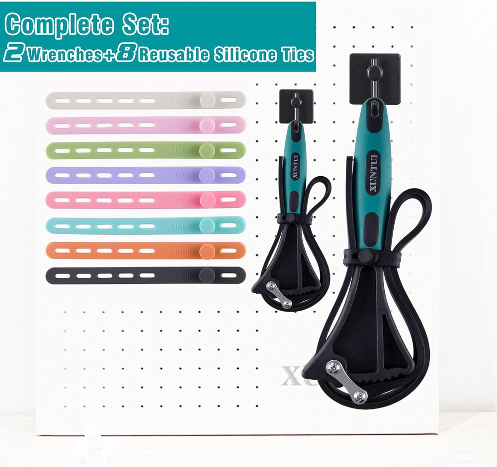 Strap Wrench Set with 8 Silicone Cable Ties - 2 Pack (4" & 6") for Adjustable Oi