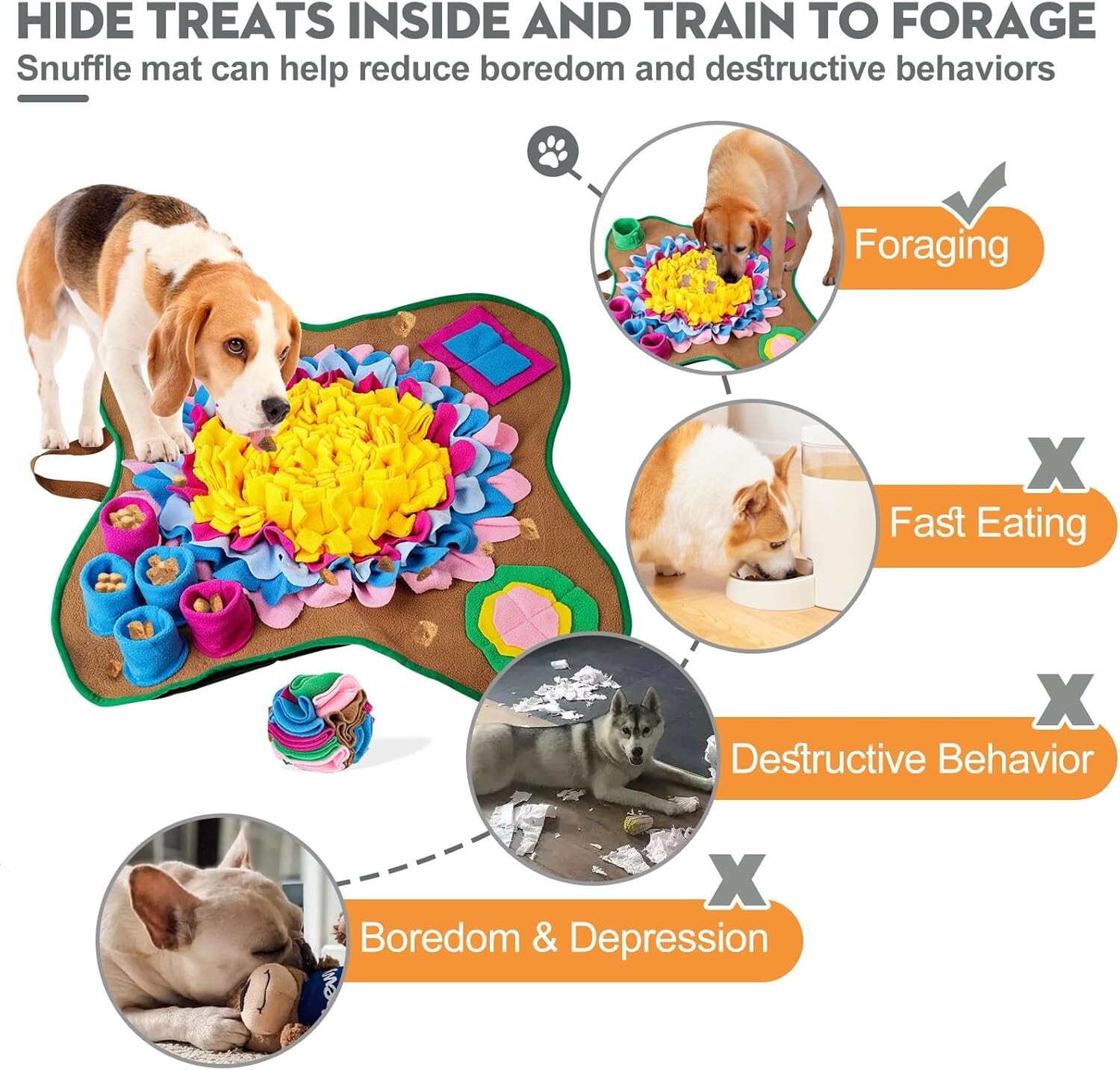 Pet Snuffle Mat for Dogs Sniffle Interactive Treat Game for Boredom Anxiety