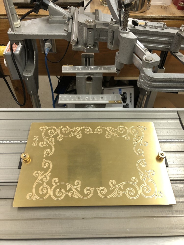 LARGE FLOURISH SCROLL WORK SOLID BRASS ENGRAVING PLATE FOR NEW HERMES FONT TRAY