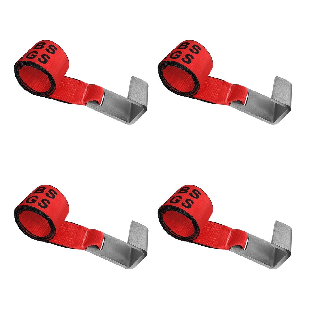 USA 4 Pack 4" x 5' Roll Off Container Winch Strap w/ Flat Hook WLL 5400 LBS RED