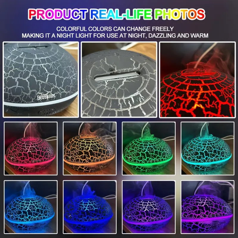LED Light Aromatherapy Diffuser Aroma Essential Oil Air Humidifier Crack Pattern