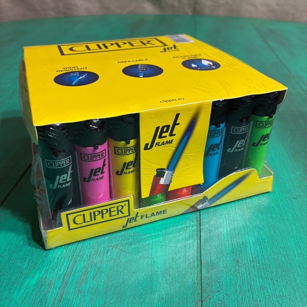 4 X Clipper Lighter FLUORESCENT SOLID Jet Windproof Flame Gas Lighter Refillable