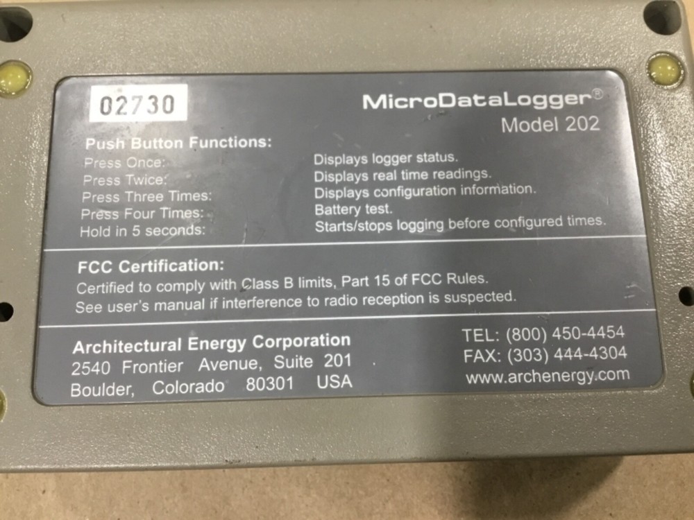 Architectural Energy Corp. Model 202 Micro Data Logger #09G32RM
