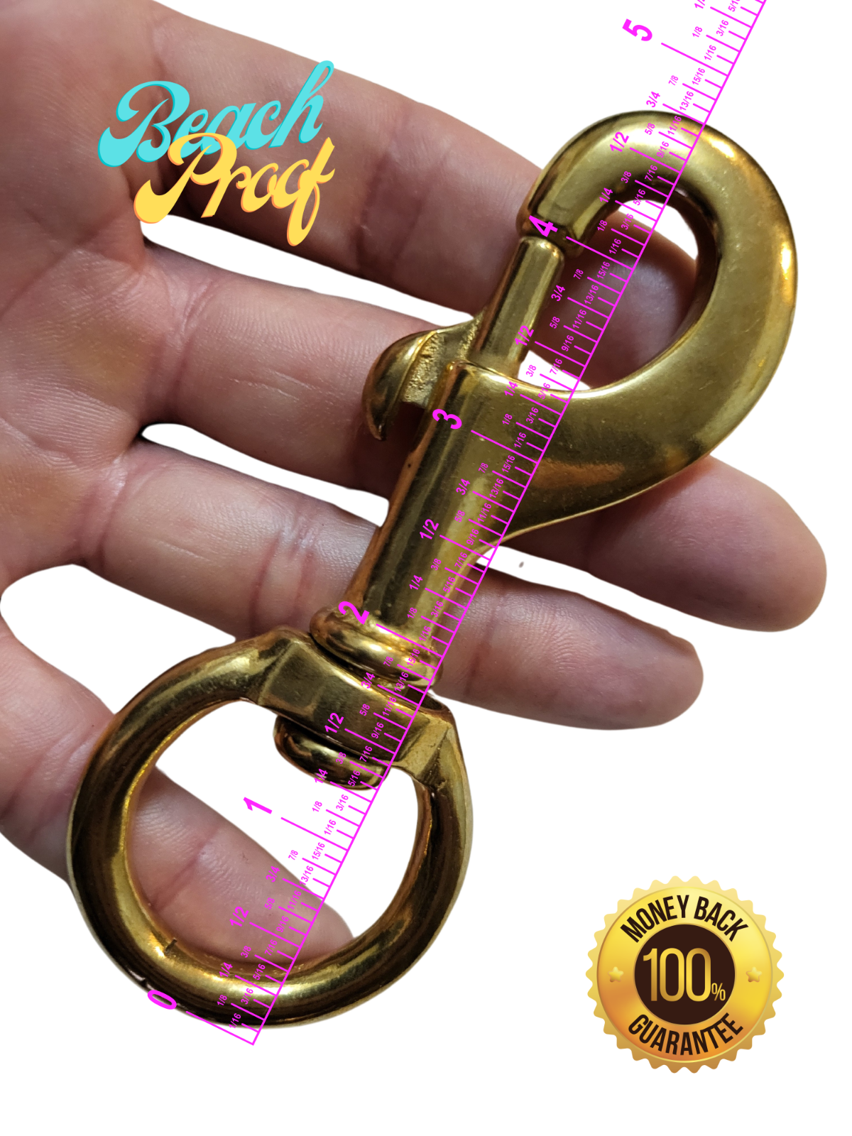 4 3/4" Solid Brass Snap hook with 1 1/4" swivel eye for lounge, rein, leash,rope