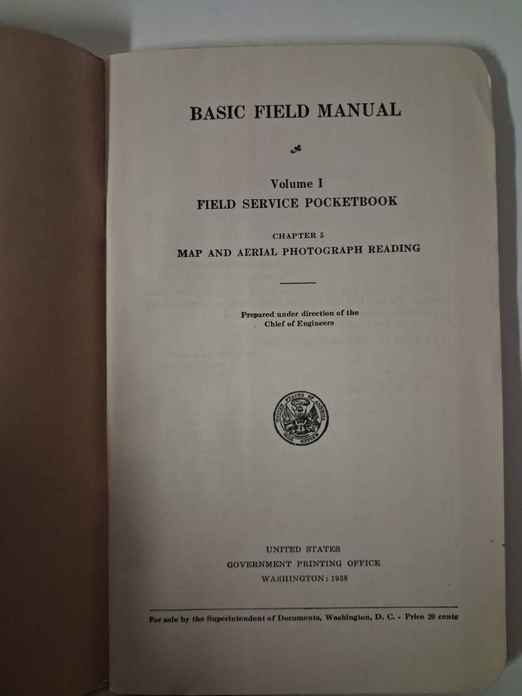 1938 Pre War US Army Basic Fielf WAR DEPARTMENT Vol I