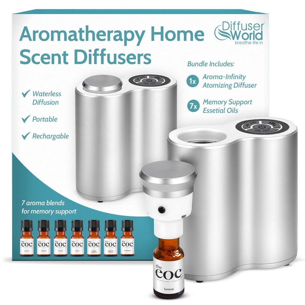 Aroma-Infinity Waterless Diffuser for Essential Oils with Memory Bundle Kit, ...