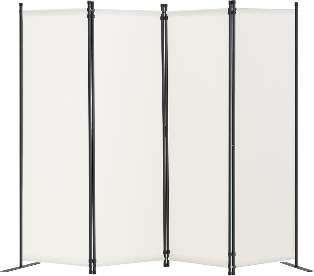 4 Panel Room Divider Folding Privacy Screen Fabric Partition White