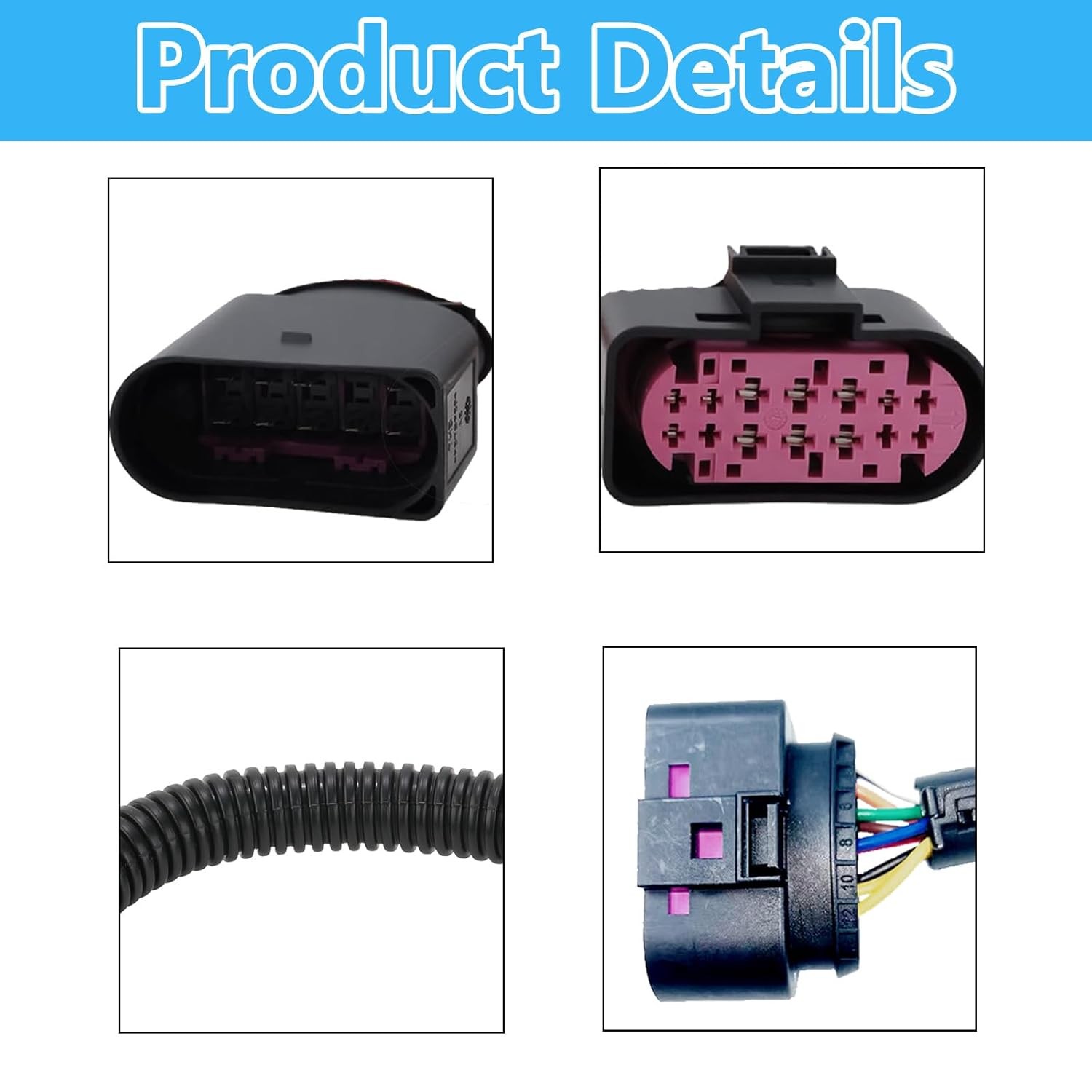 2Pcs 10 to 14 Pin Xenon HID Headlamp Headlight Connector Adapter 1J0973737 Compa