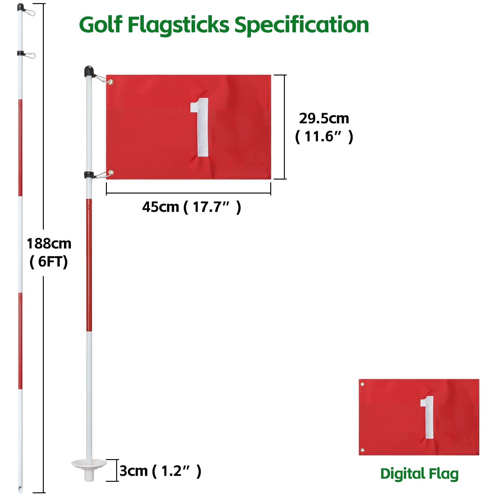 Golf Flagstick for Yard, Flag Putting 6 FT, Red Flag#1, 1 Pack