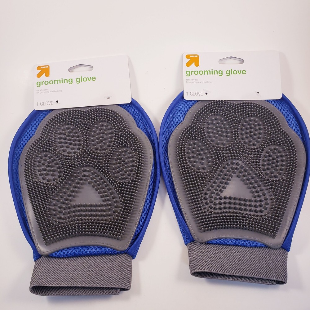 2 Pack Pet Grooming Tool pet bath mitt Two Sided brushing combing comb - Up&Up