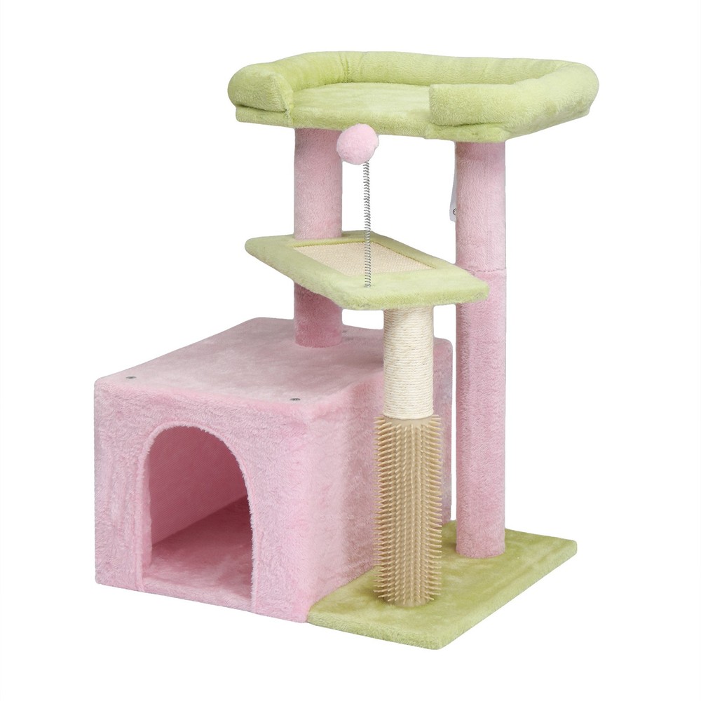 27.5in Cat Tree Multi-level Cat Tower with Cat Scratching Post and Pad