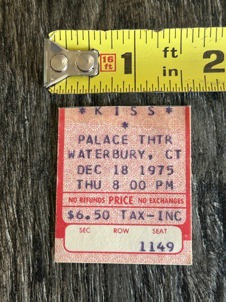 KISS Ticket Stub Alive Concert Tour Dec18 1975 Connecticut Vintage Kiss Aucoin A