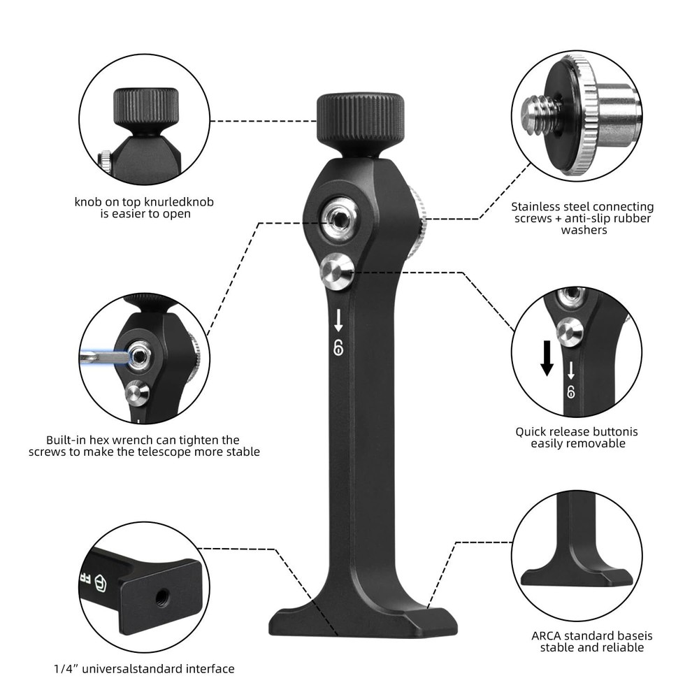 Binocular Tripod Adapter 1/4 Inch Threading Mount Aluminum s1pro Adjustable