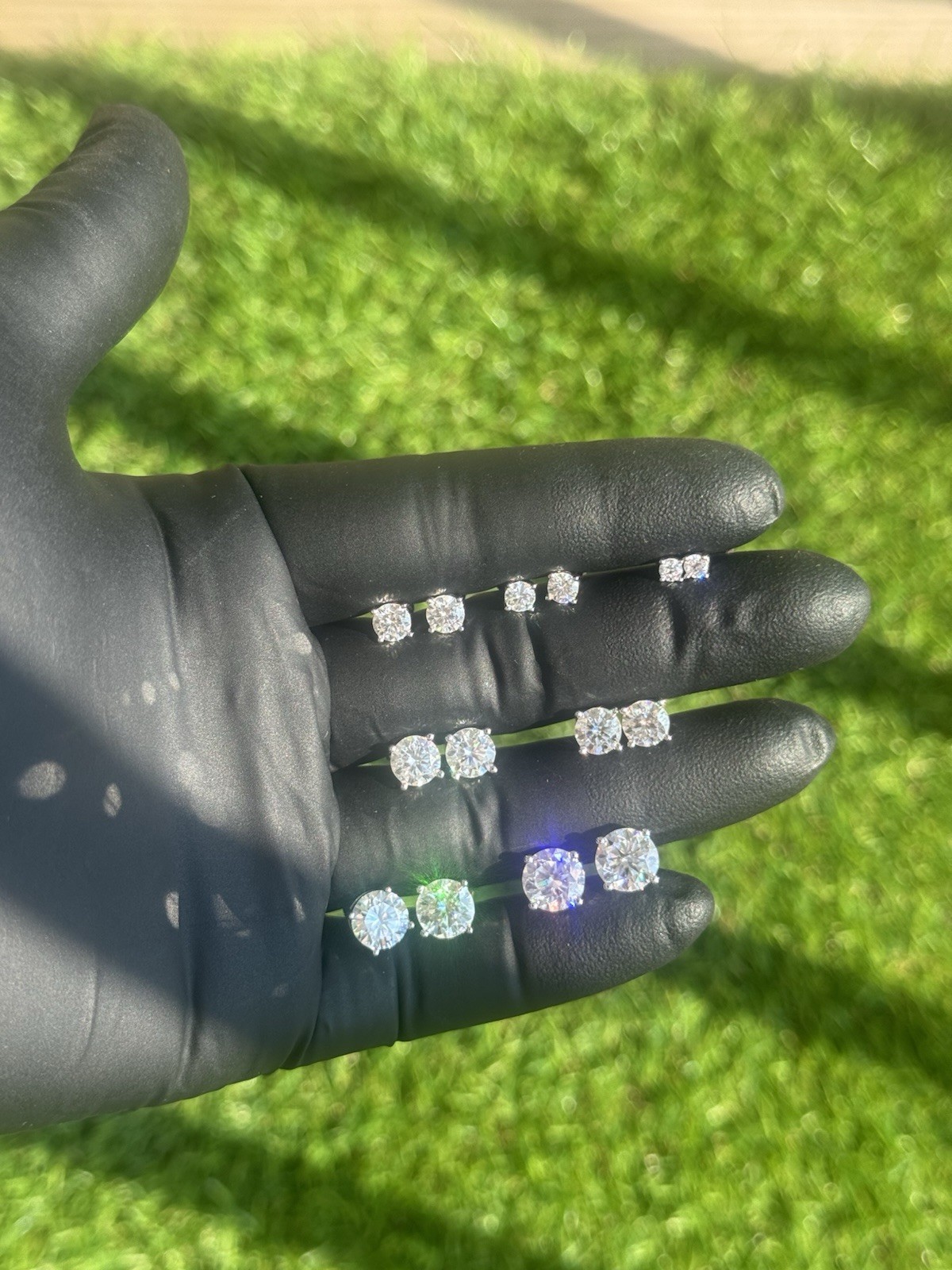 VVS1 Moissanite Screw back Stud Earrings 925 Silver Mens Ladies 3mm-8mm