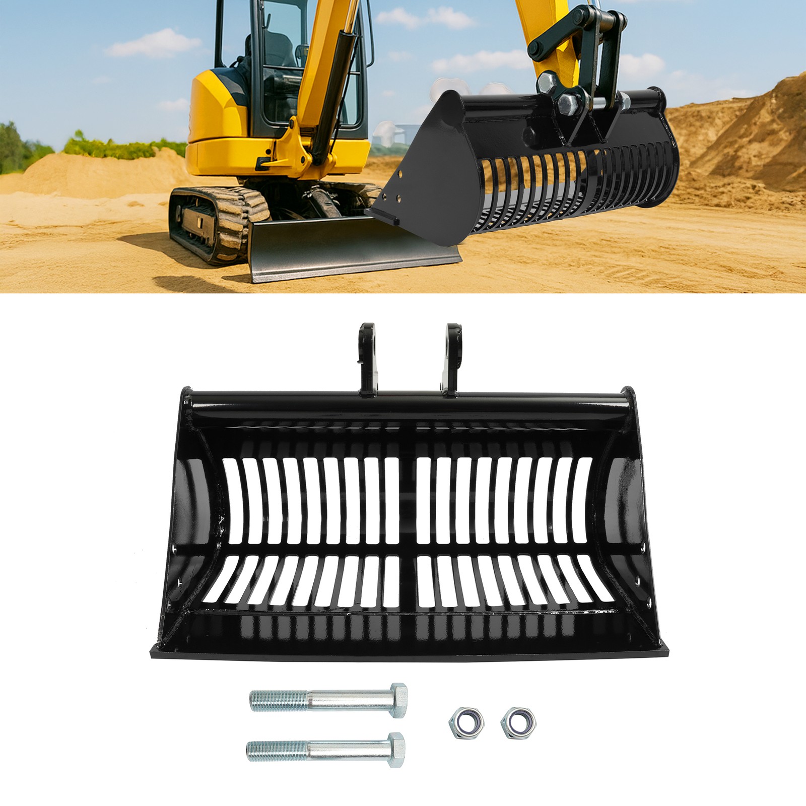 HECASA Mini Excavators Digger Mud Bucket 600mm Attachment Screening Skeleton