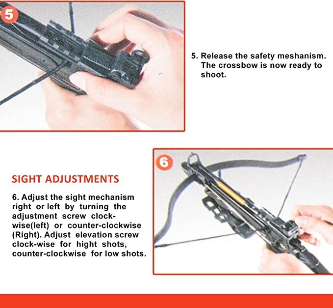 80 lbs 225 FPS Adjustable Pistol Tactical Self Cocking Crossbow