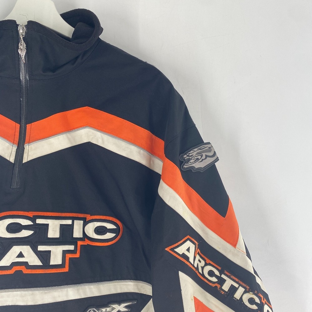 VTG Arctic Cat A-TEX Snowmobile Pullover Shell Jacket Black Orange White Sz XL