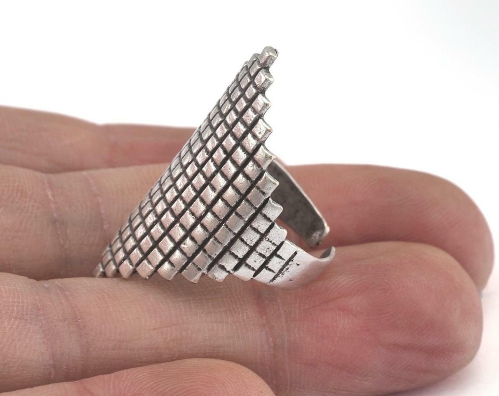Adjustable Ring Antique Silver Plated brass 18.5mm 8.5US inner size - Adjustable
