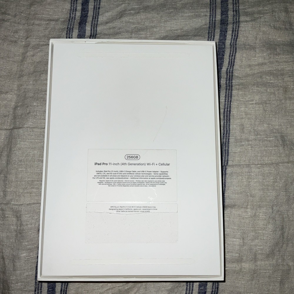 iPad Pro 11-inch (4th Generation) Wi-Fi + Cellular 256GB - Box & Inserts Only