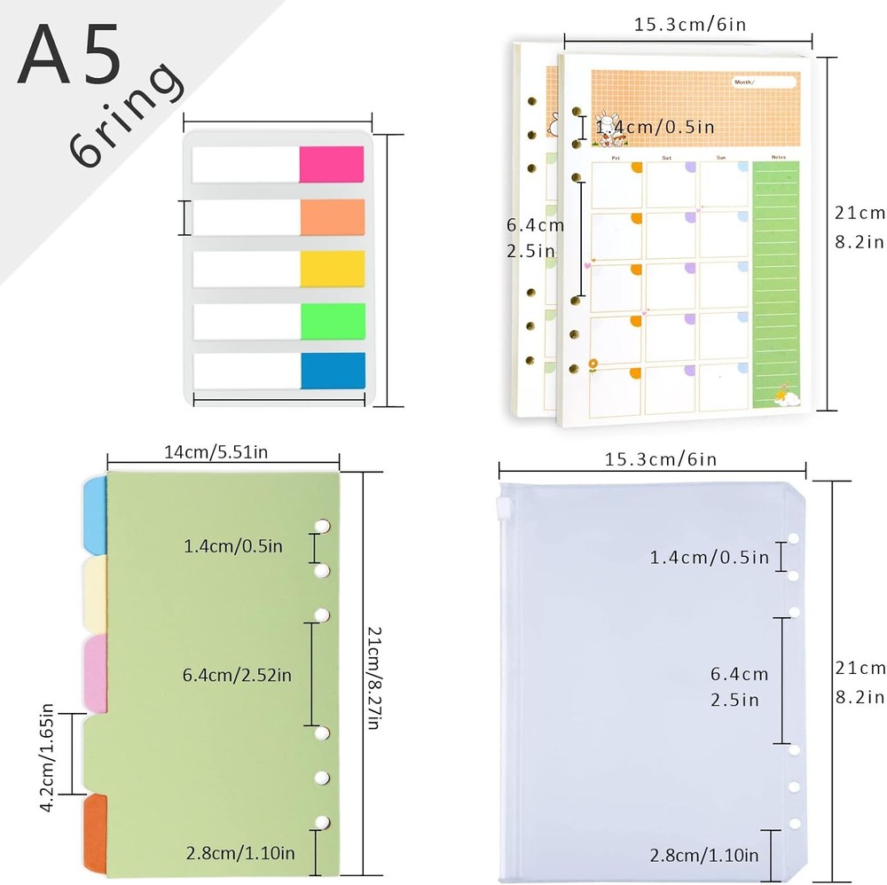 Rancco A5 Planner Inserts Monthly A5, Refills