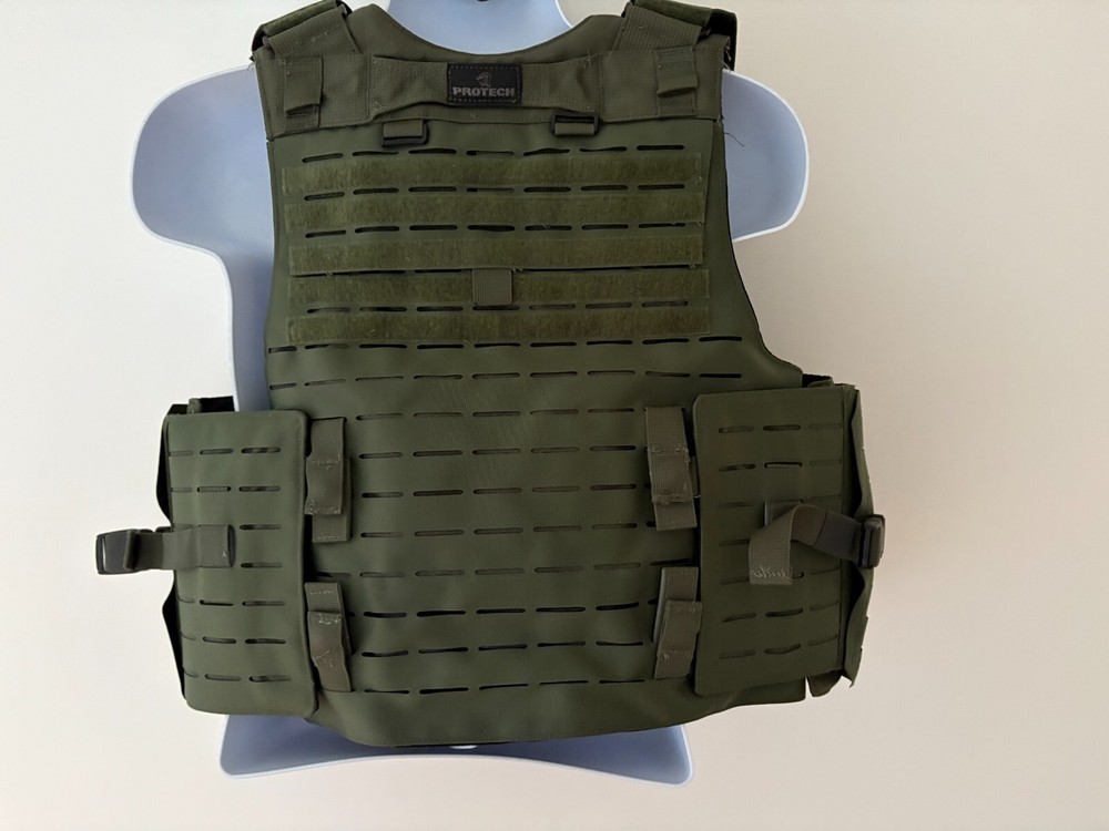 PROTECH UltraComp Armor Carrier Tactical Green Large Webless Laser Cut MOLLE