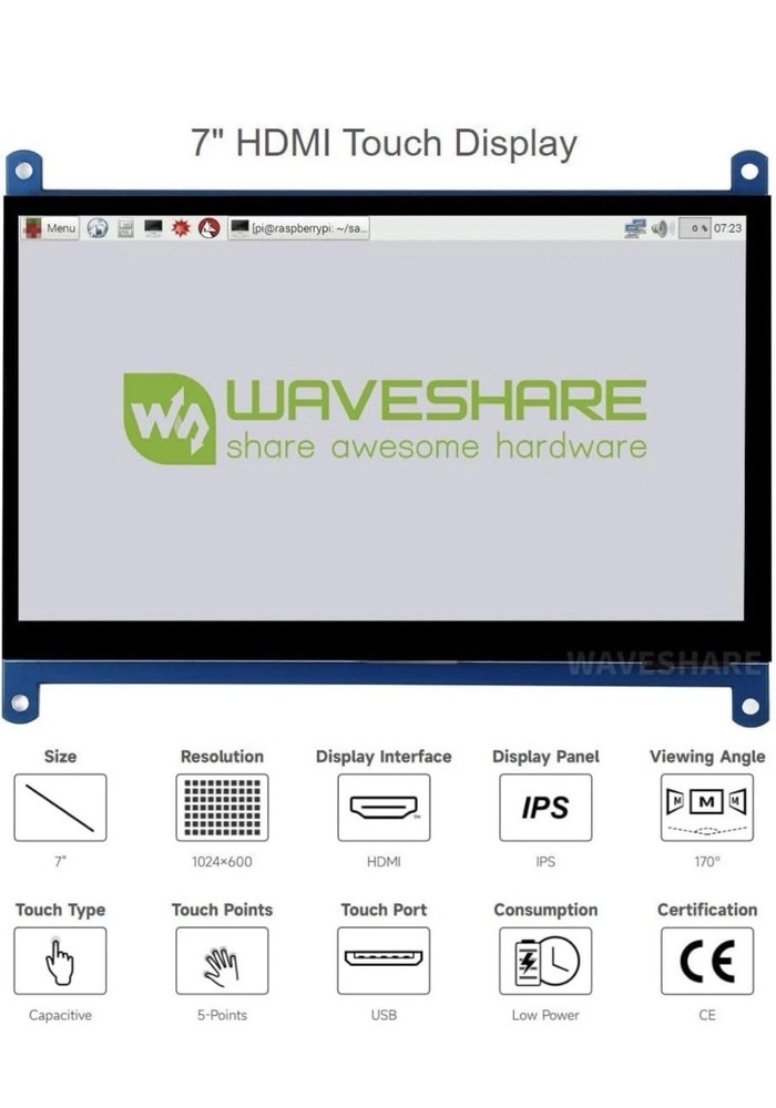 Waveshare 7inch HDMI LCD (C) Capacitive Touch Screen Display Supports...