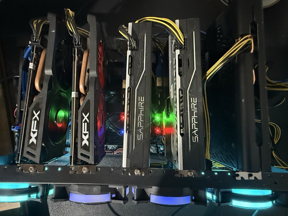 XFX Sapphire MSI RX 580 RX 470 Intel E5-2670 GPU Mining Rig RandomX Vertcoin