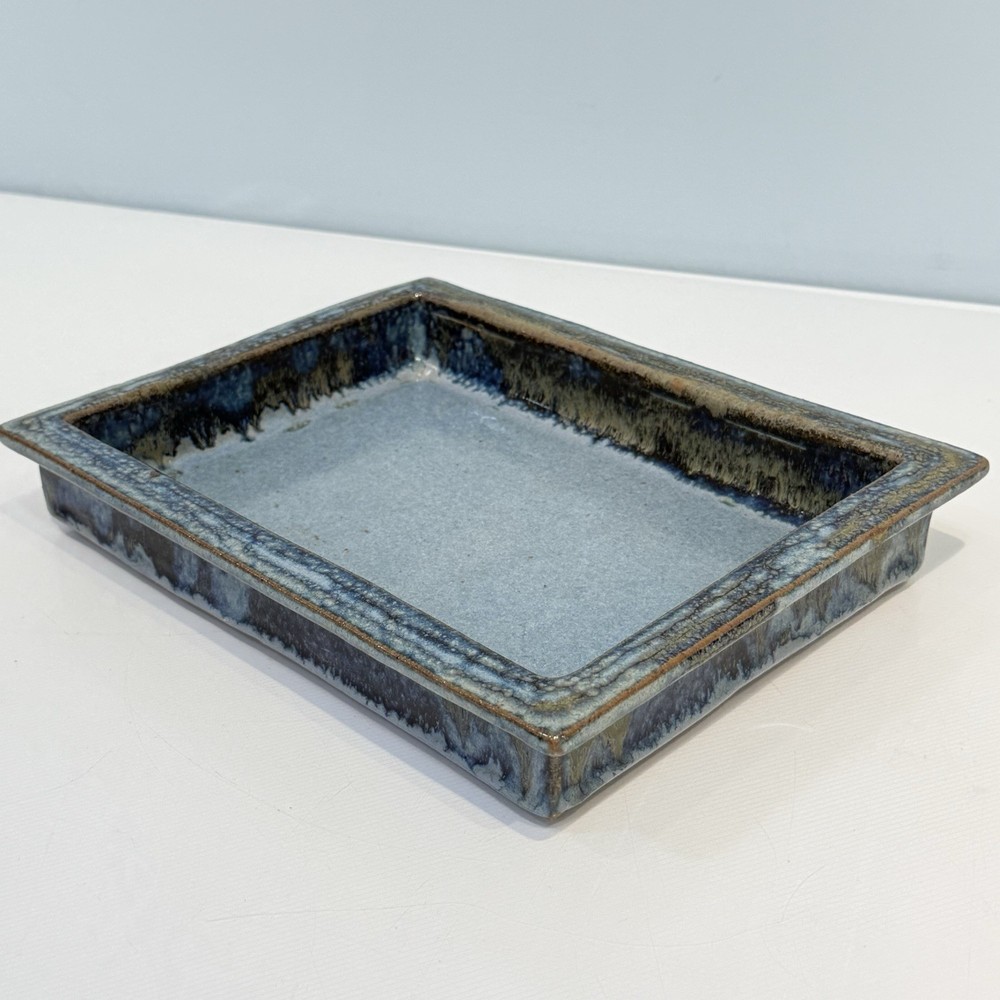 Wallis Studio Art Pottery Rectangular Shallow Casserole Blue Glaze 8”x10”x2”