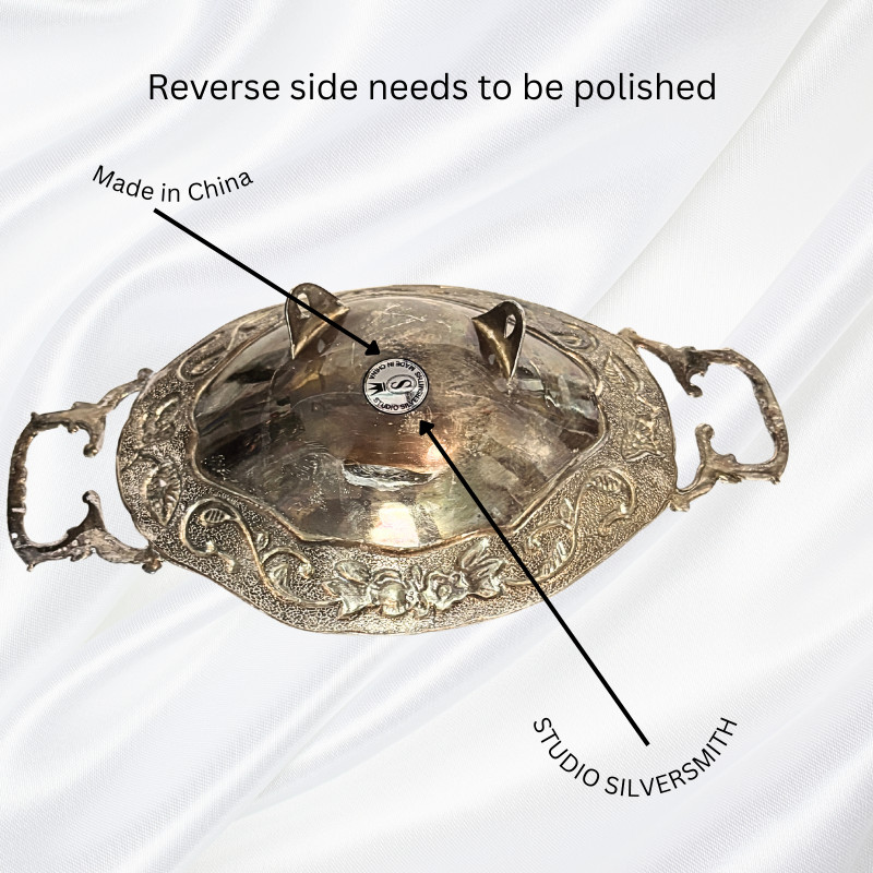 Studio Silversmiths Silverplated Floral Footed Oblong Dish