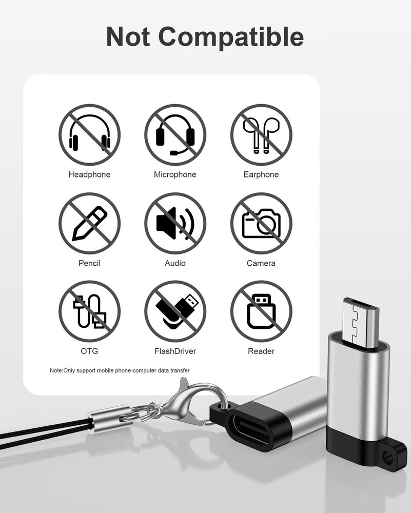 Micro USB to C Adapter, 2-Pack 2 Pack C Silver