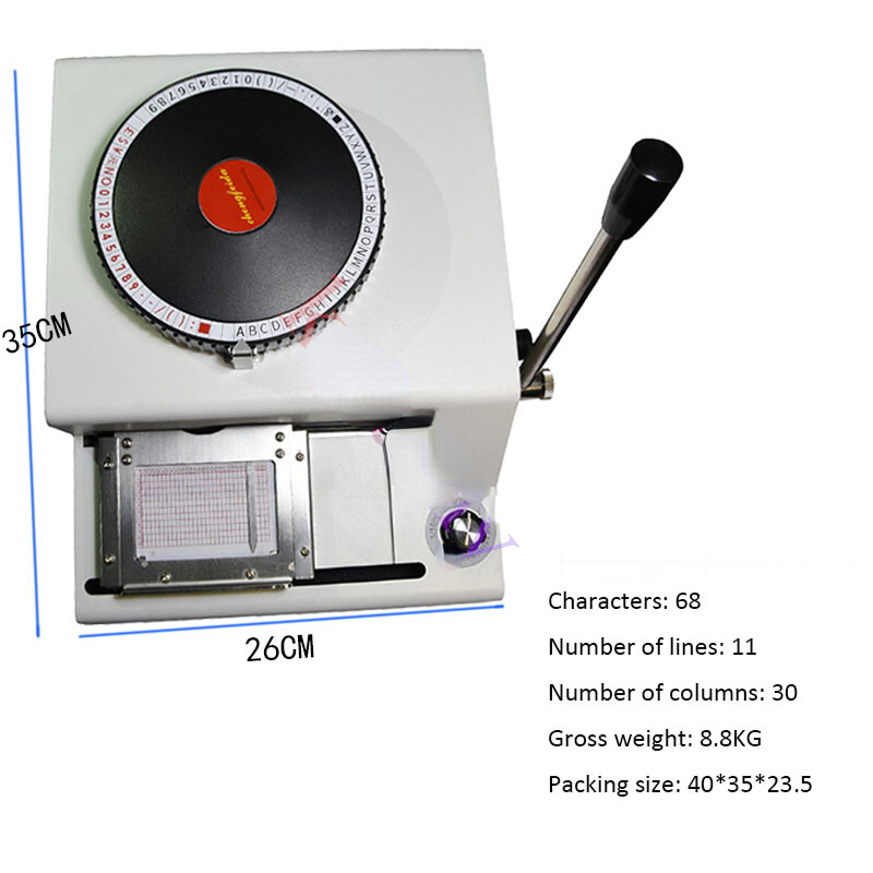 PVC Card Embosser Machine VIP Card Typewriter Letters Numbers Embossing Coder