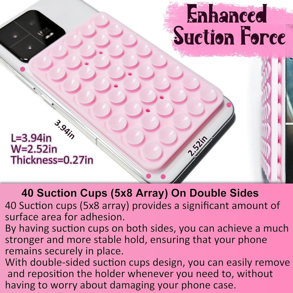 6 Pack Double Sided Silicone Suction Cup Phone Case Mount, Upgraded More Suction