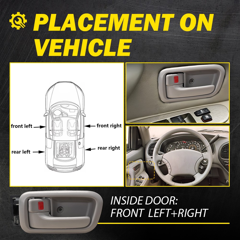 Inside Door Handle & Bezels Front LH RH Side For 00-06 Toyota Tundra Beige 2PC